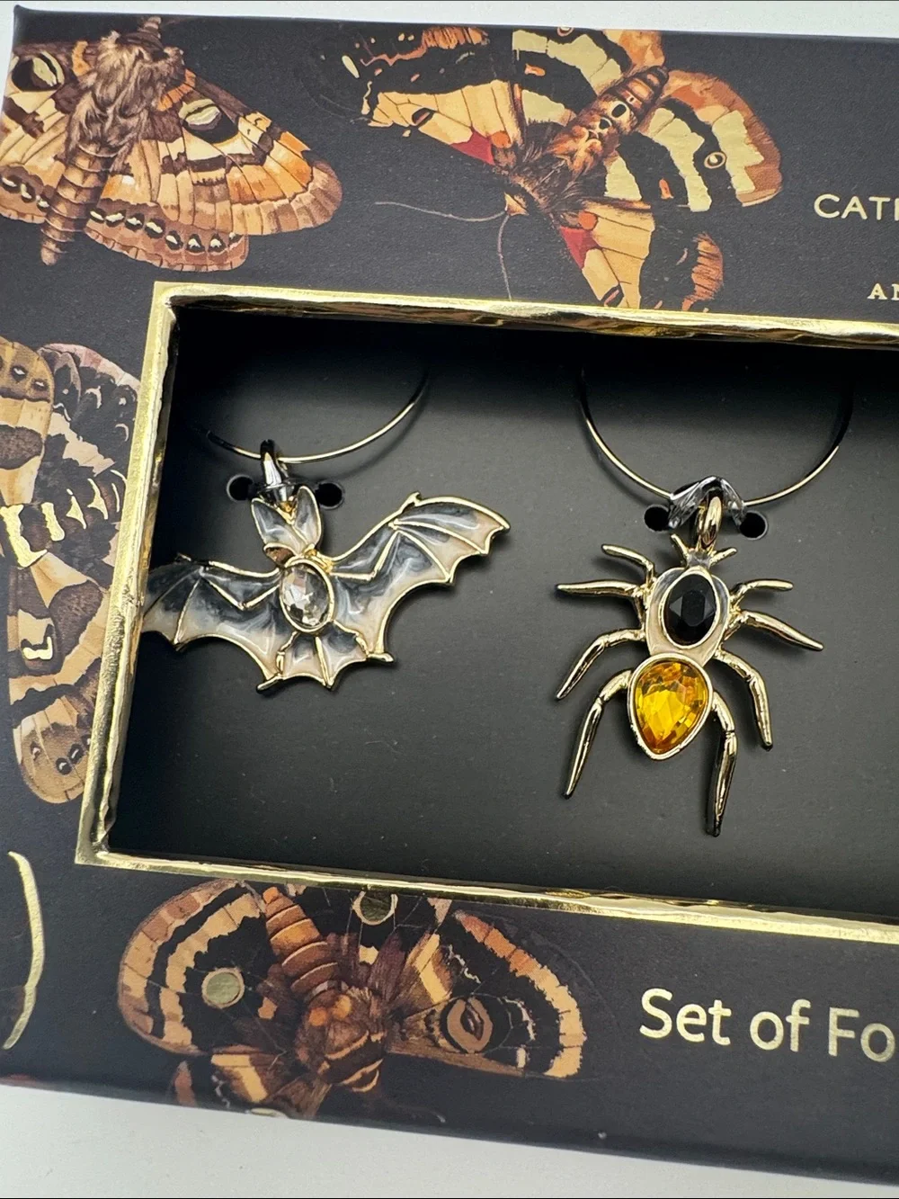 Anthropologie Catherine Martin Halloween Wine Charms Set of 4 NIB